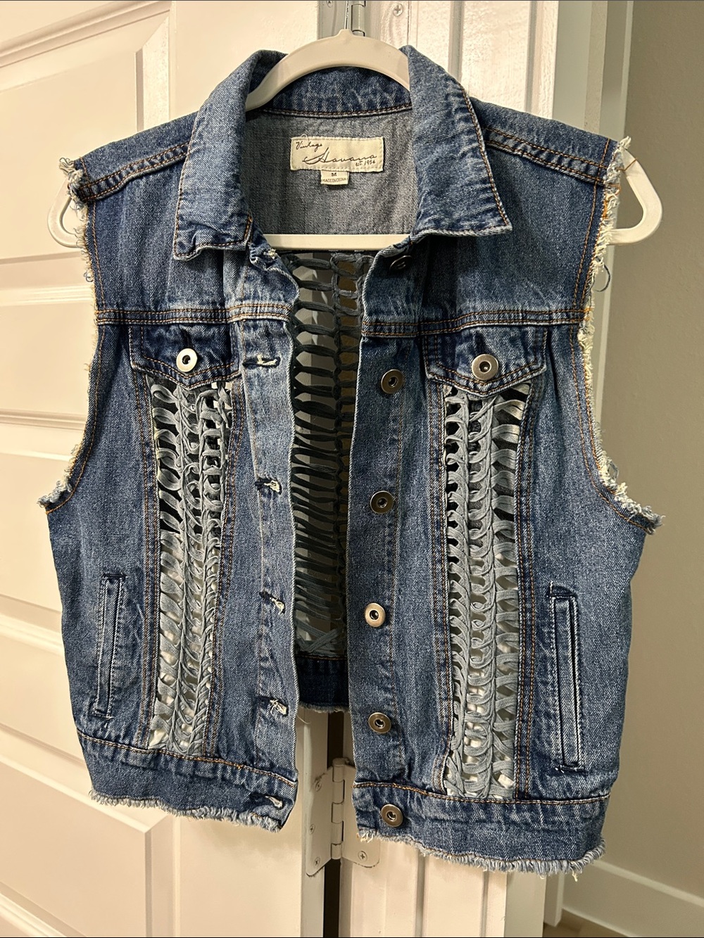 Vintage Havana Sz M, Denim Lace-Up Vest